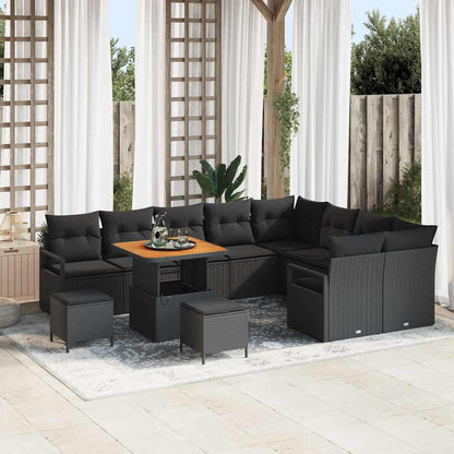 Conjunto de Sofá de Jardim 12 pcs Preto 80 x 80 x 71 cm