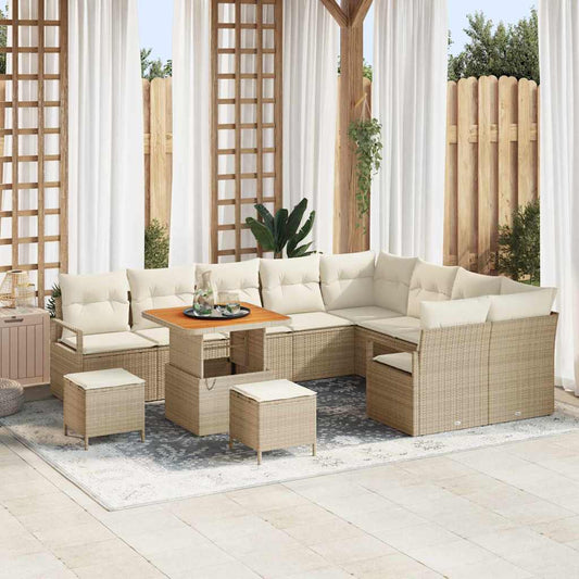 Conjunto de Sofá de Jardim 12 pcs Bege e Creme 80 x 80 x 71 cm