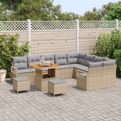 Conjunto de Sofá de Jardim 12 pcs Bege e Cinza Claro