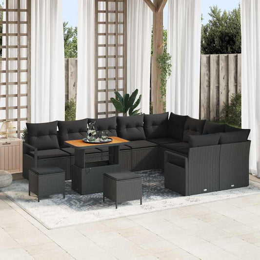 Conjunto de Sofá de Jardim 12 pcs Preto 90 x 55 x 71 cm