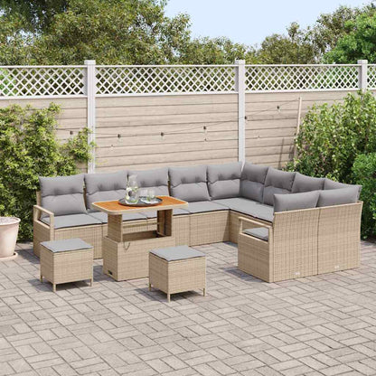 Conjunto de Sofá de Jardim 12 pcs Bege e Cinza Claro