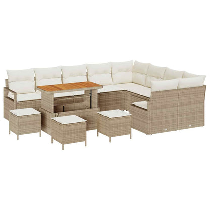 Conjunto de Sofá de Jardim 13 pcs Bege e Creme 110 x 55 x 71 cm