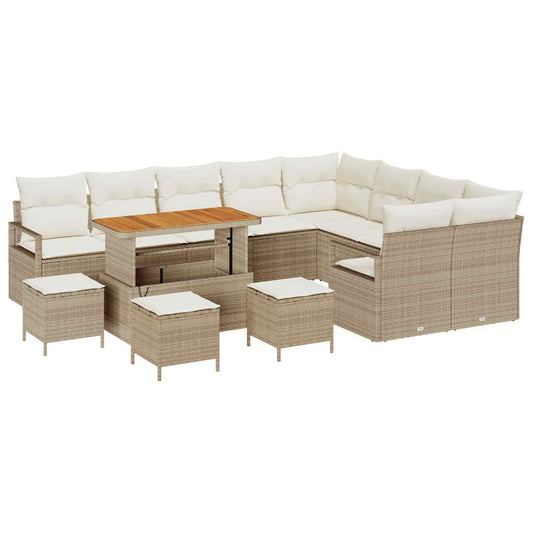 Conjunto de Sofá de Jardim 13 pcs Bege e Creme 110 x 55 x 71 cm