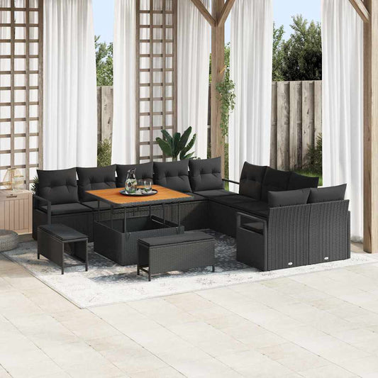 Conjunto de Sofá de Jardim 13 pcs Preto 100 x 100 x 71 cm