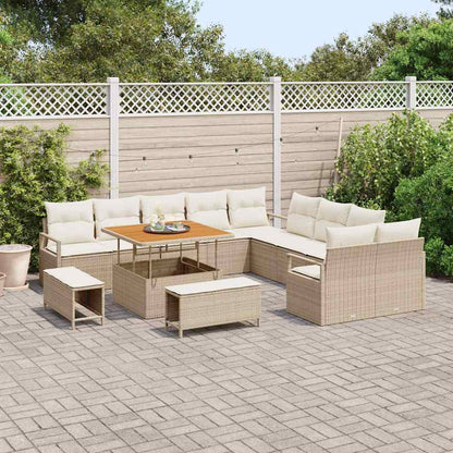 Conjunto de Sofá de Jardim com almofada 13 pcs Bege e Creme
