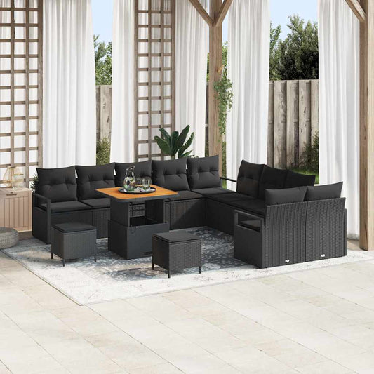 Conjunto de Sofá de Jardim 13 pcs Preto 80 x 80 x 71 cm