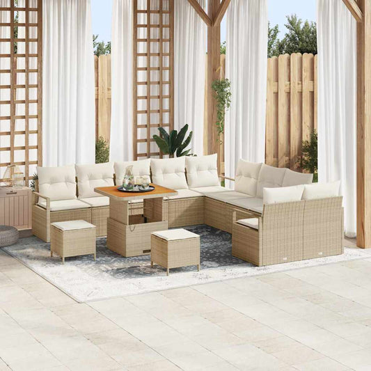 Conjunto de Sofá de Jardim 13 pcs Bege e Creme 80 x 80 x 71 cm