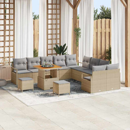 Conjunto de Sofá de Jardim 13 pcs Bege e Cinza Claro