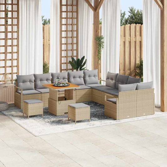 Conjunto de Sofá de Jardim 13 pcs Bege e Cinza Claro