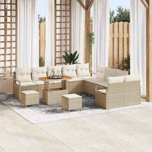 Conjunto de Sofá de Jardim 13 pcs Bege e Creme 90 x 55 x 71 cm