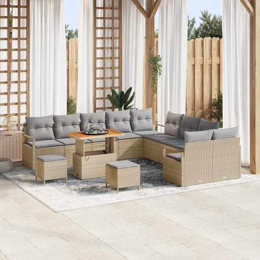 Conjunto de Sofá de Jardim 13 pcs Bege e Cinza Claro