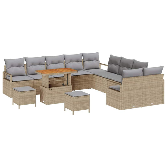 Conjunto de Sofá de Jardim 13 pcs Bege e Cinza Claro