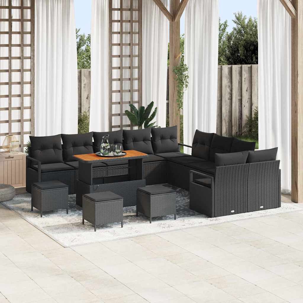 Conjunto de Sofá de Jardim 14 pcs Preto 110 x 55 x 71 cm