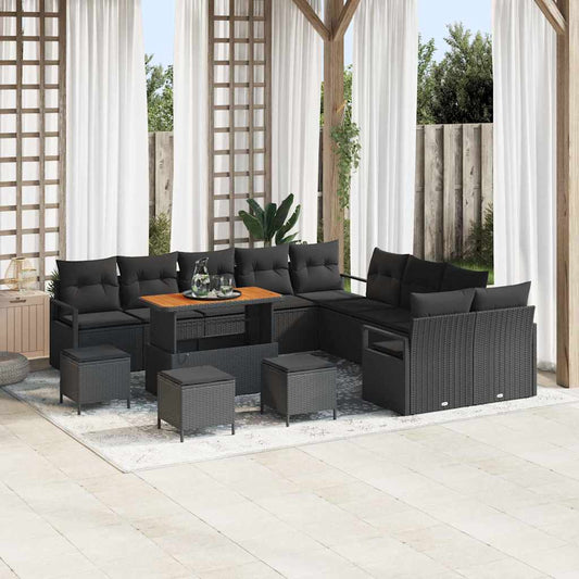 Conjunto de Sofá de Jardim 14 pcs Preto 110 x 55 x 71 cm