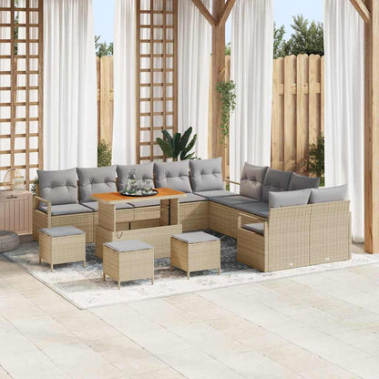 Conjunto de Sofá de Jardim 14 pcs Bege e Cinza Claro