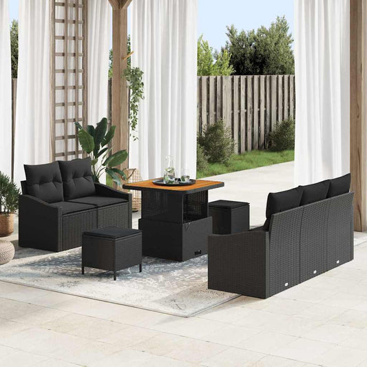 Conjunto de Sofá de Jardim 8 pcs Preto 80 x 80 x 71 cm