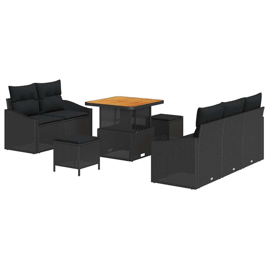 Conjunto de Sofá de Jardim 8 pcs Preto 80 x 80 x 71 cm