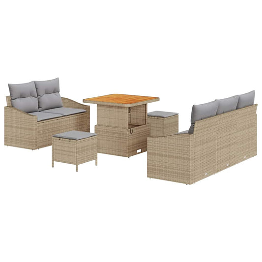 Conjunto de Sofá de Jardim 8 pcs Bege e Cinza Claro
