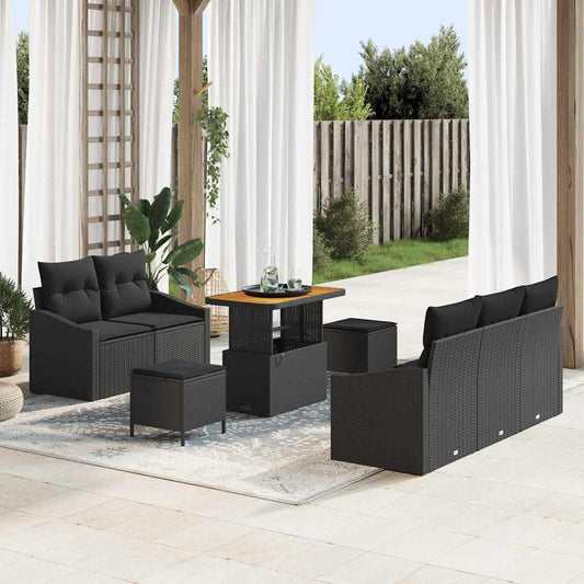 Conjunto de Sofá de Jardim 8 pcs Preto 90 x 55 x 71 cm