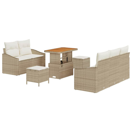 Conjunto de Sofá de Jardim 8 pcs Bege e Creme 90 x 55 x 71 cm