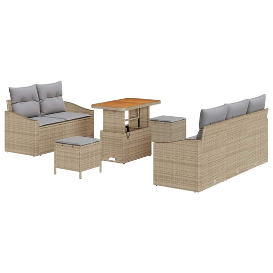 Conjunto de Sofá de Jardim 8 pcs Bege e Cinza Claro