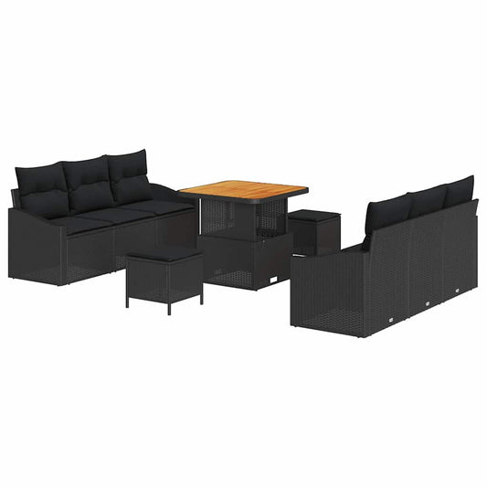 Conjunto de Sofá de Jardim 9 pcs Preto 80 x 80 x 71 cm
