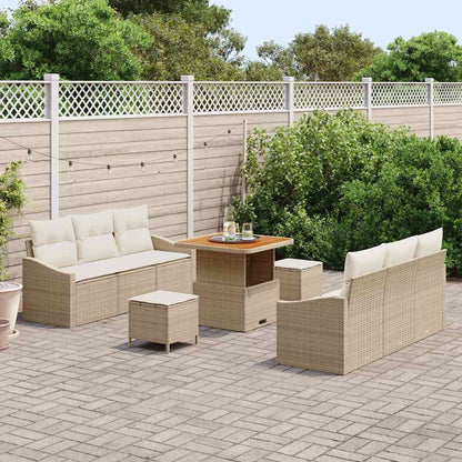 Conjunto de Sofá de Jardim 9 pcs Bege e Creme 80 x 80 x 71 cm