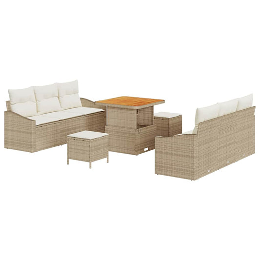 Conjunto de Sofá de Jardim 9 pcs Bege e Creme 80 x 80 x 71 cm