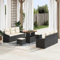 Conjunto de Sofá de Jardim 9 pcs Preto e Creme 90 x 55 x 71 cm