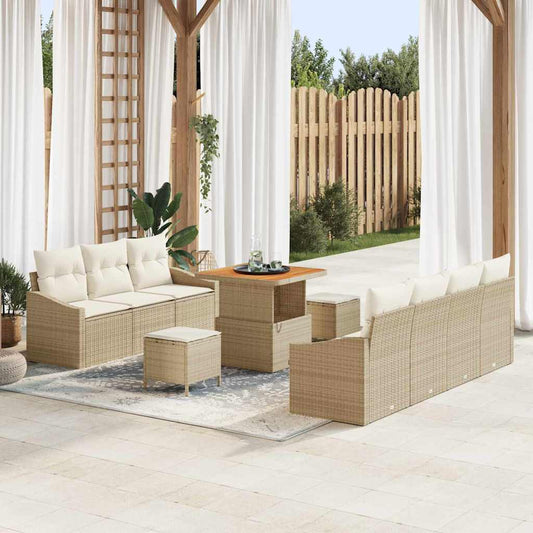 Conjunto de Sofá de Jardim 10 pcs Bege e Creme 80 x 80 x 71 cm