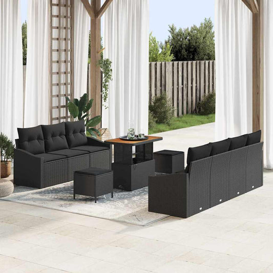 Conjunto de Sofá de Jardim 10 pcs Preto 90 x 55 x 71 cm