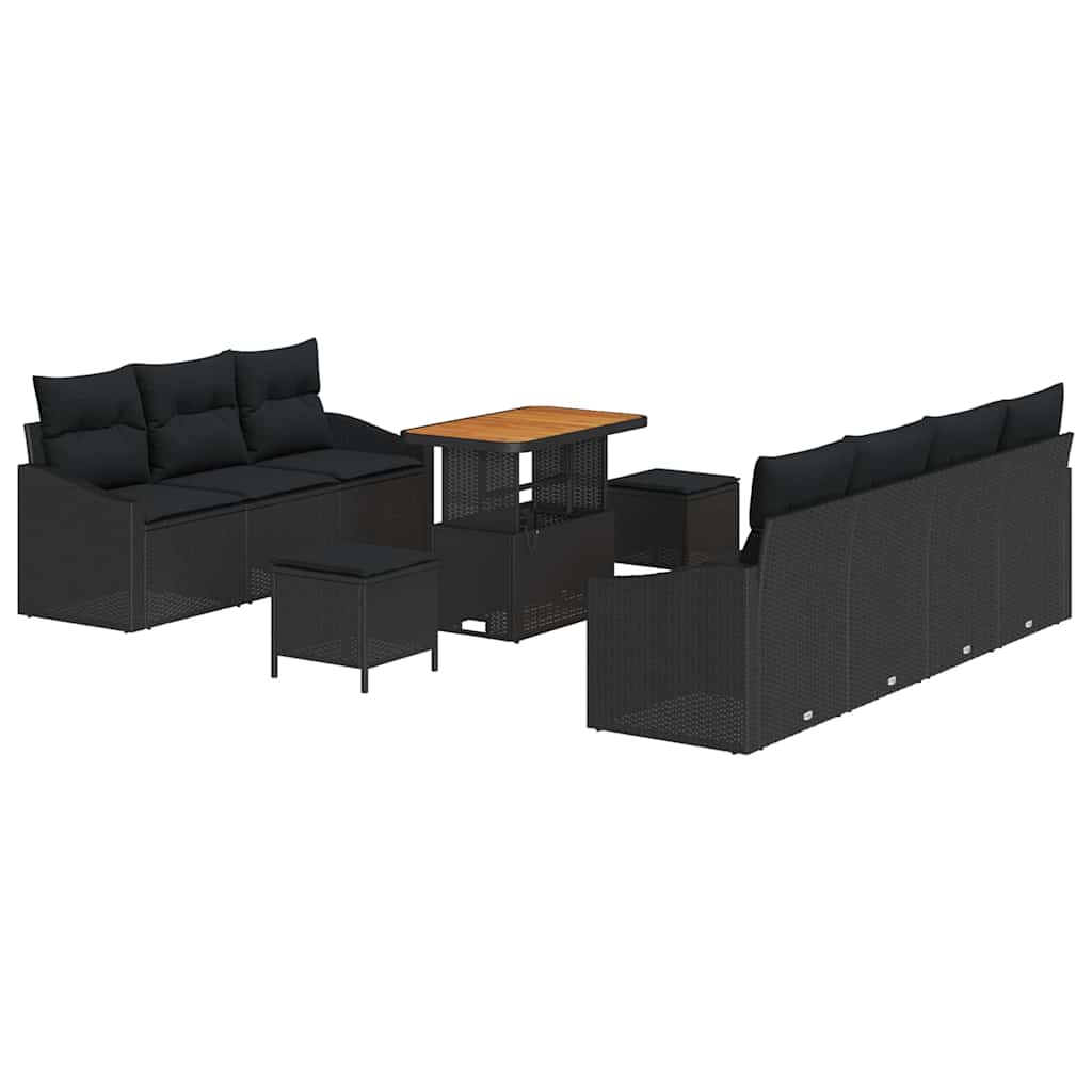 Conjunto de Sofá de Jardim 10 pcs Preto 90 x 55 x 71 cm