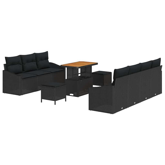 Conjunto de Sofá de Jardim 10 pcs Preto 90 x 55 x 71 cm
