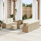 Conjunto de Sofá de Jardim 10 pcs Bege e Creme 90 x 55 x 71 cm