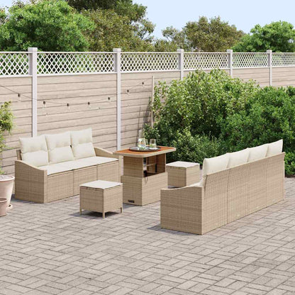 Conjunto de Sofá de Jardim 10 pcs Bege e Creme 90 x 55 x 71 cm