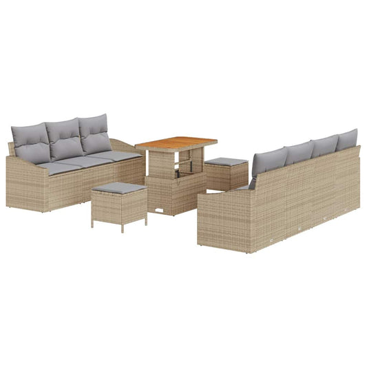 Conjunto de Sofá de Jardim 10 pcs Bege e Cinza Claro