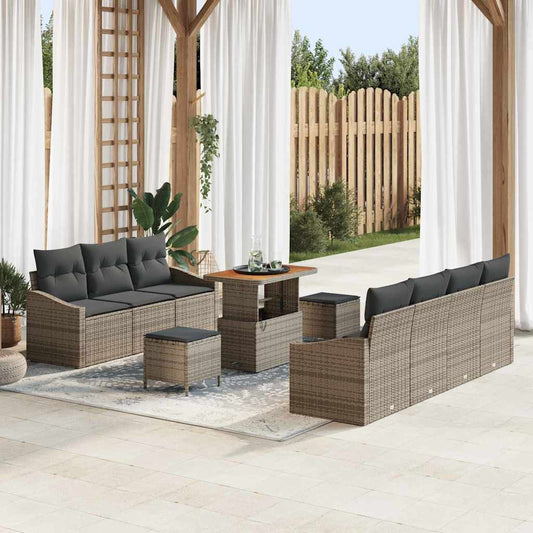 Conjunto de Sofá de Jardim 10 pcs Cinzeto 90 x 55 x 71 cm