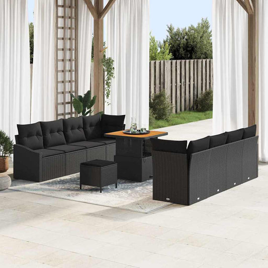 Conjunto de Sofá de Jardim 11 pcs Preto 80 x 80 x 71 cm