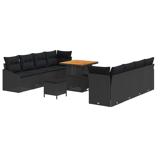 Conjunto de Sofá de Jardim 11 pcs Preto 80 x 80 x 71 cm