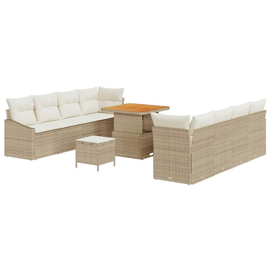 Conjunto de Sofá de Jardim 11 pcs Bege e Creme 80 x 80 x 71 cm
