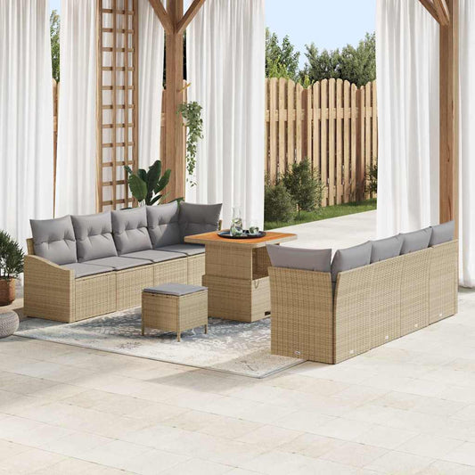 Conjunto de Sofá de Jardim 11 pcs Bege e Cinza Claro