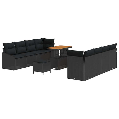 Conjunto de Sofá de Jardim 11 pcs Preto 90 x 55 x 71 cm