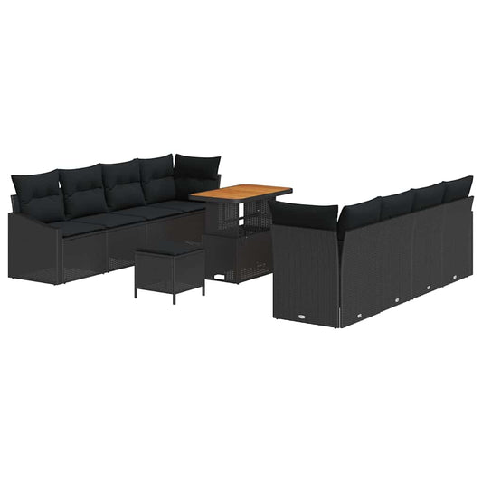 Conjunto de Sofá de Jardim 11 pcs Preto 90 x 55 x 71 cm