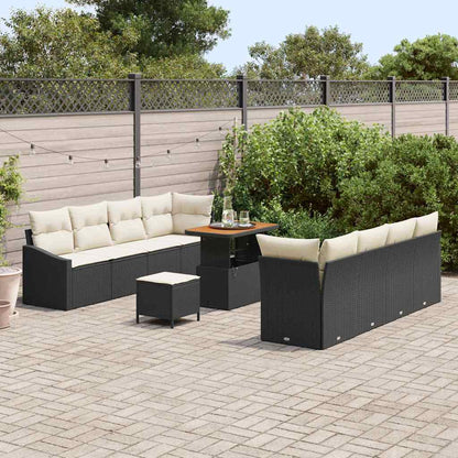 Conjunto de Sofá de Jardim 11 pcs Preto e Creme 90 x 55 x 71 cm