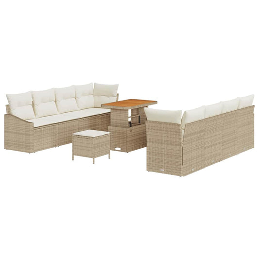 Conjunto de Sofá de Jardim 11 pcs Bege e Creme 90 x 55 x 71 cm
