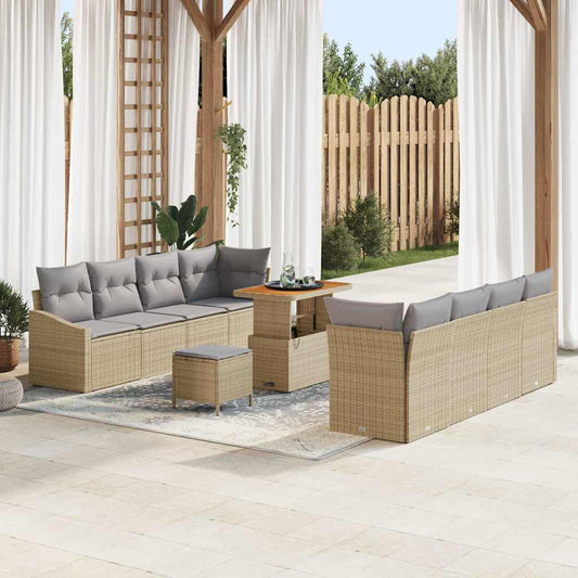 Conjunto de Sofá de Jardim 11 pcs Bege e Cinza Claro