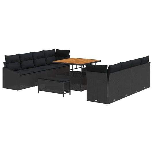 Conjunto de Sofá de Jardim 11 pcs Preto 100 x 100 x 71 cm