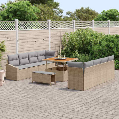 Conjunto de Sofá de Jardim 11 pcs Bege e Cinza Claro