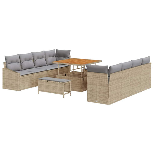Conjunto de Sofá de Jardim 11 pcs Bege e Cinza Claro