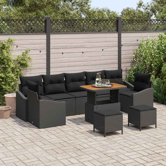 Conjunto de Sofá de Jardim 10 pcs Preto 90 x 55 x 71 cm